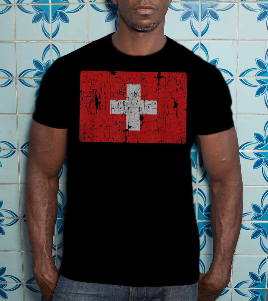 Distressed Vintage Swiss Flag T-Shirt