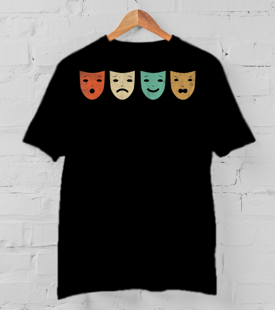 Vintage Drama Theatre Masks Actress Emotions T-Shirt