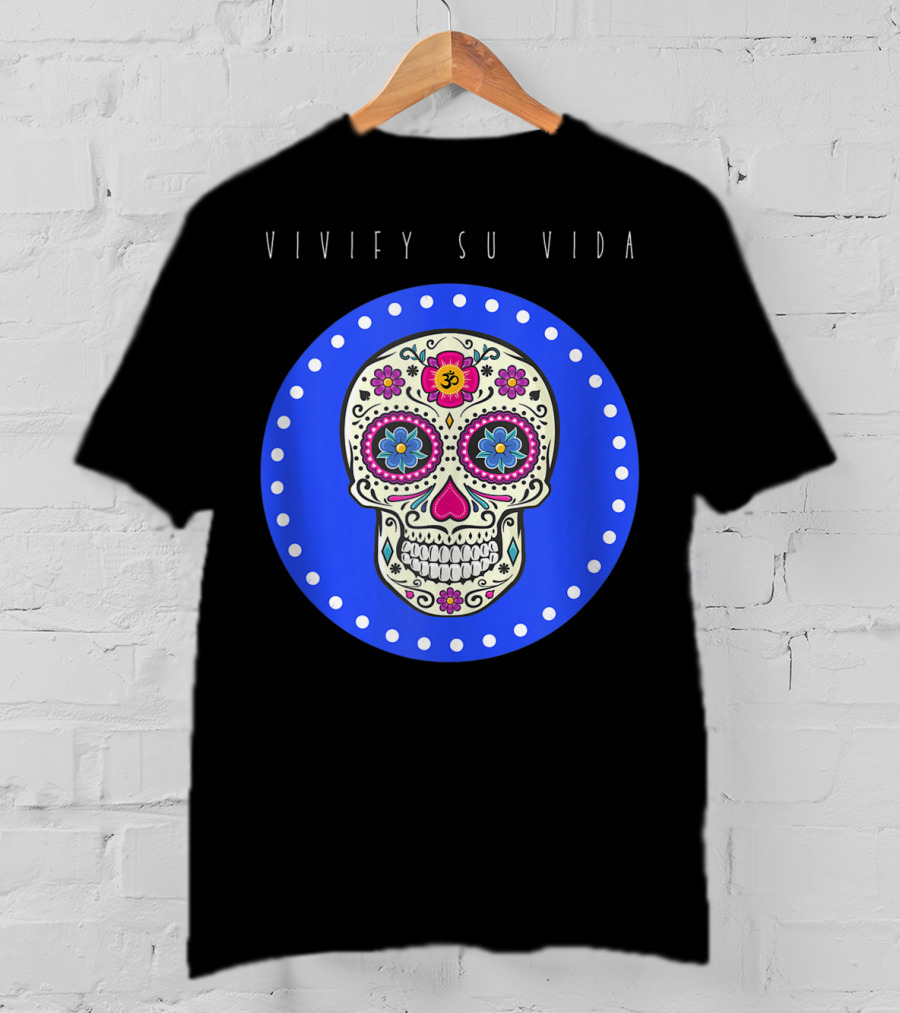 Vivify Su Vida Sugar Skull Blue Circle T-Shirt