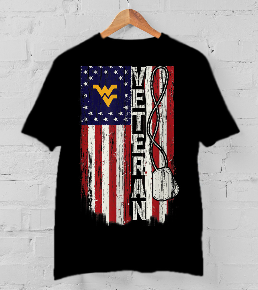 West Virginia Mountaineers Veteran American Flag T-Shirt