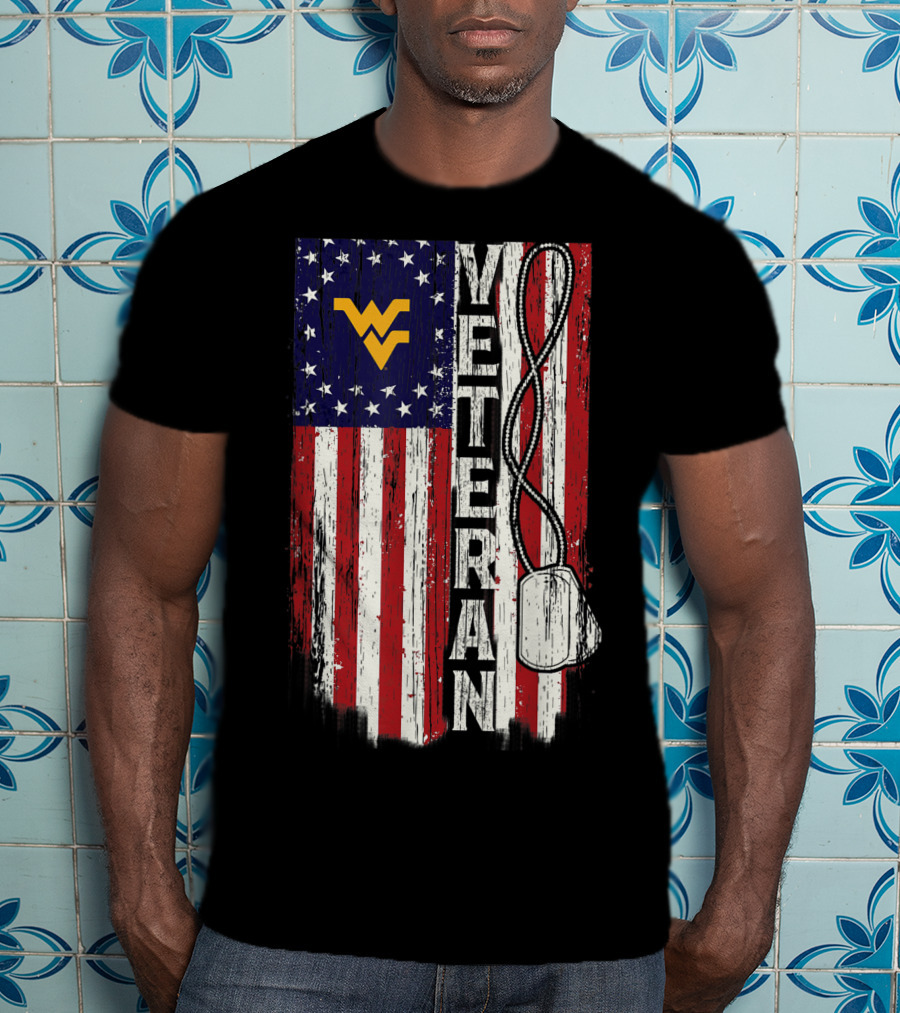 West Virginia Mountaineers Veteran American Flag T-Shirt