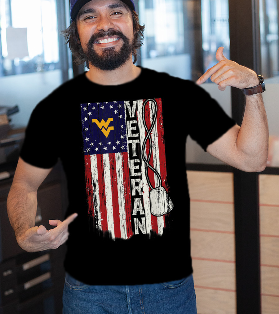 West Virginia Mountaineers Veteran American Flag T-Shirt