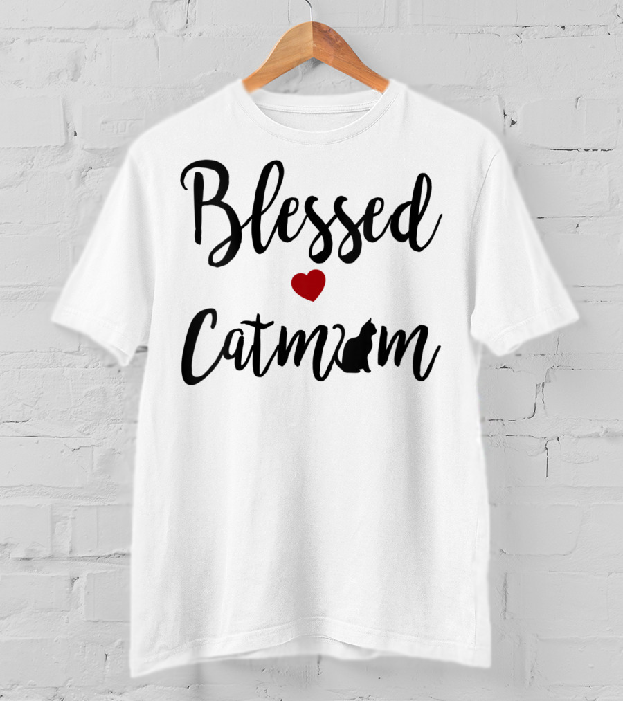 Blessed Heart Cat Mom Cat Lover T-Shirt