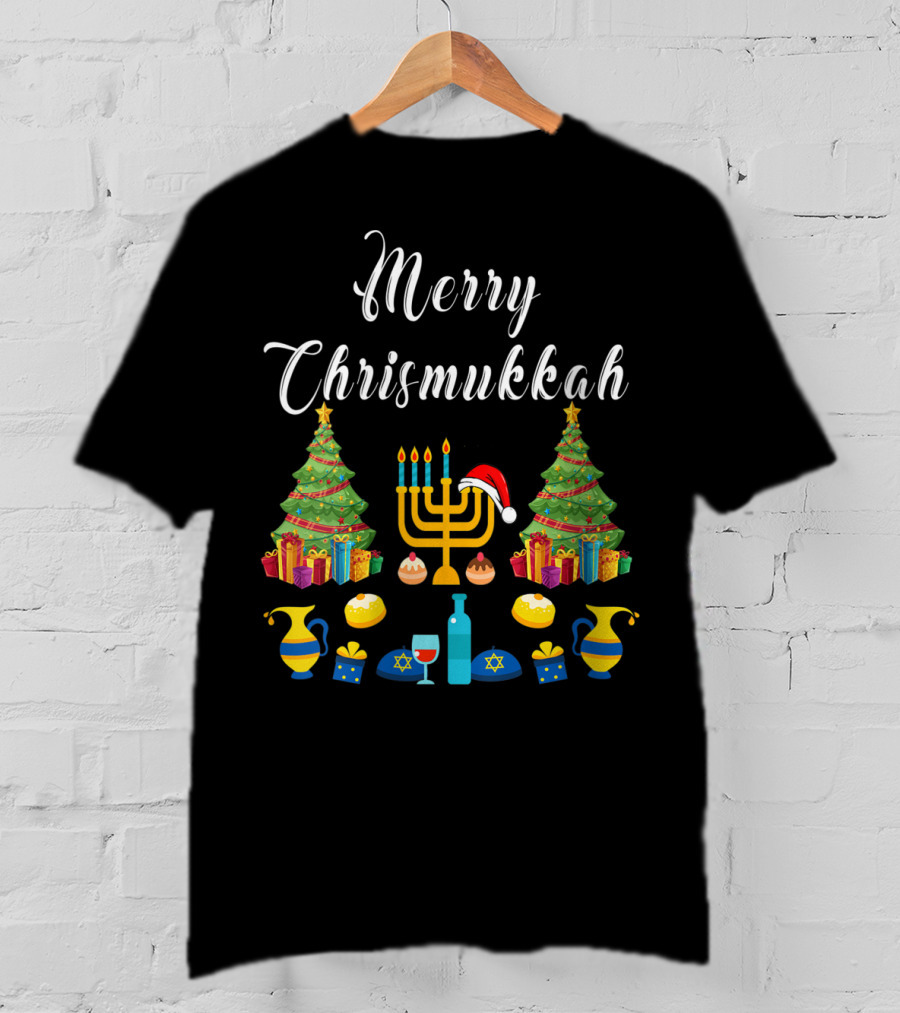 Merry Chrismukkah Christmas Ugly Hanukkah Menorah T-Shirt