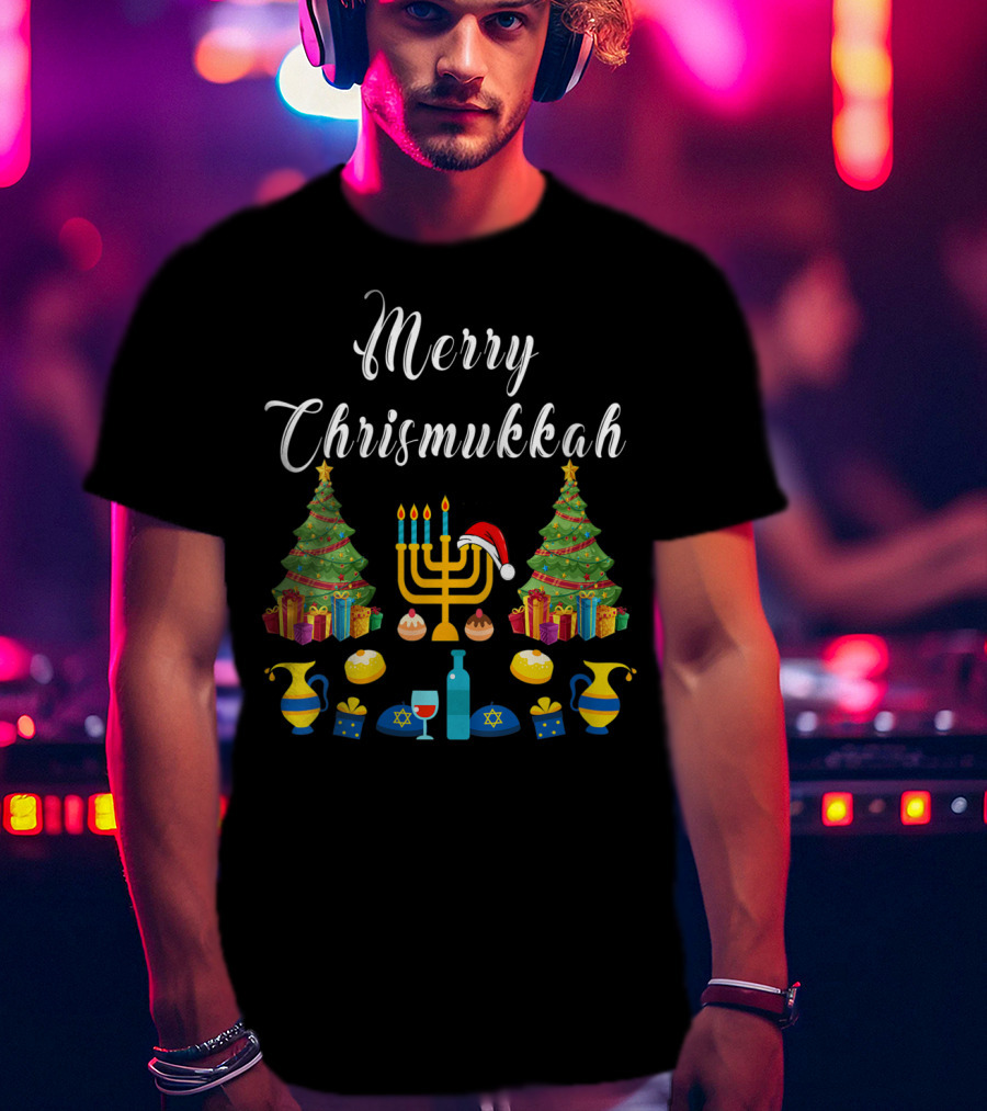 Merry Chrismukkah Christmas Ugly Hanukkah Menorah T-Shirt