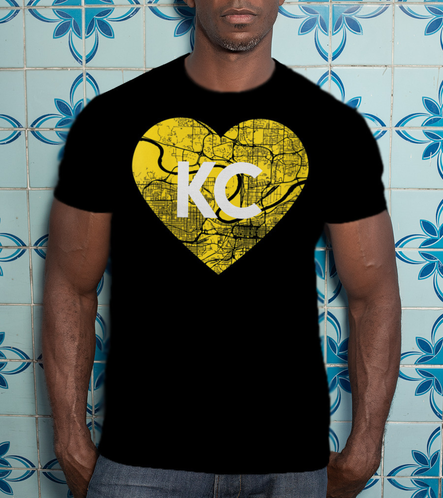 I Love Kansas City Football KC Heart Map T-Shirt