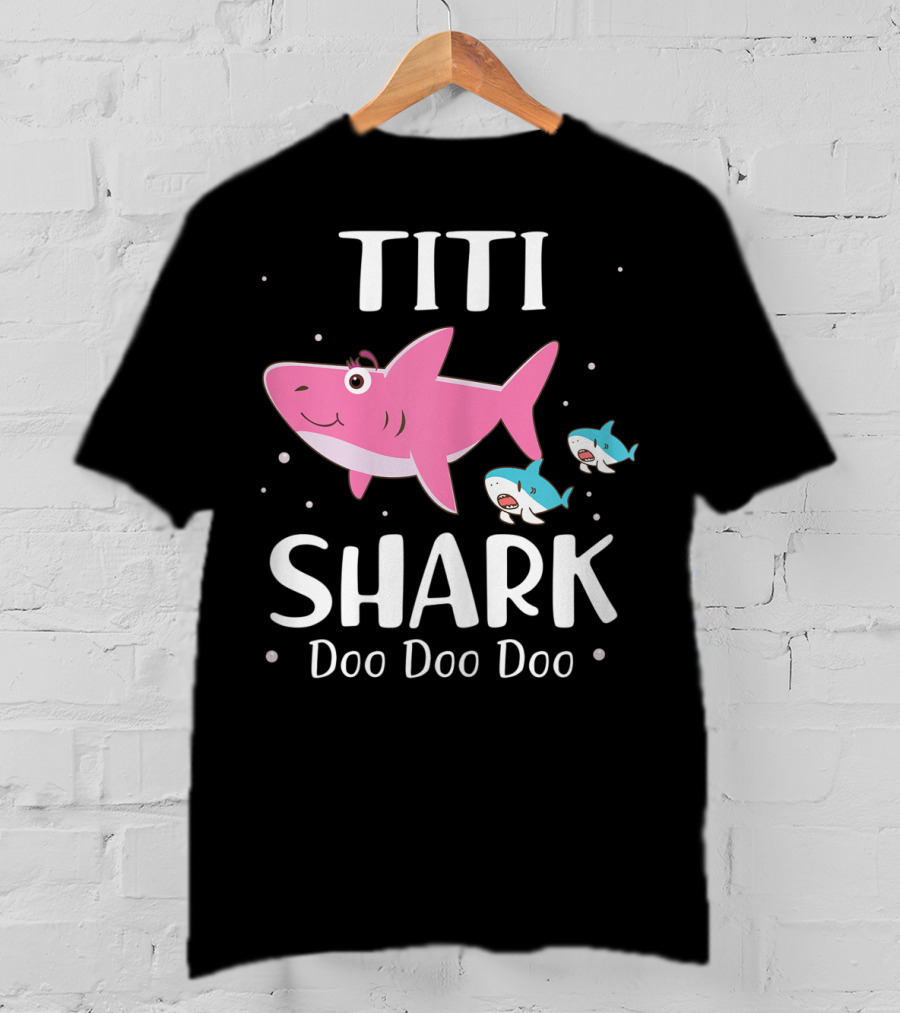 Titi Shark Doo Doo Doo Cute Cartoon Pink And Blue Sharks T-Shirt