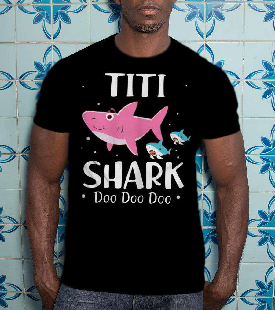 Titi Shark Doo Doo Doo Cute Cartoon Pink And Blue Sharks T-Shirt
