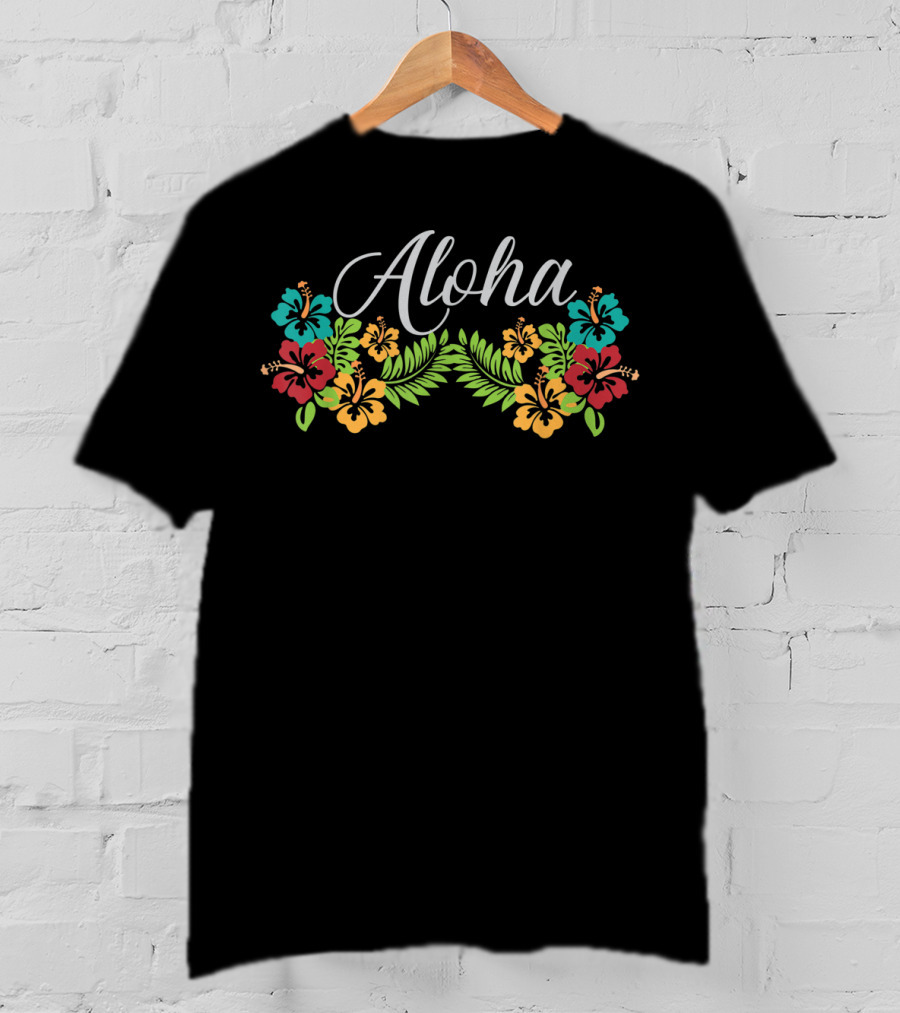 Aloha Hawaii Island Spirit With Tropical Hibiscus And Ferns T-Shirt
