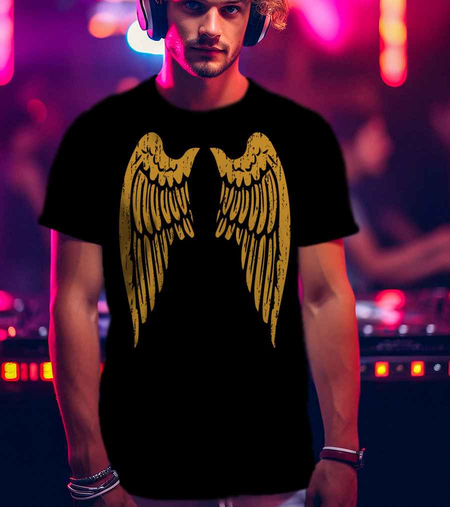 Gold Angel Wings Back T-Shirt