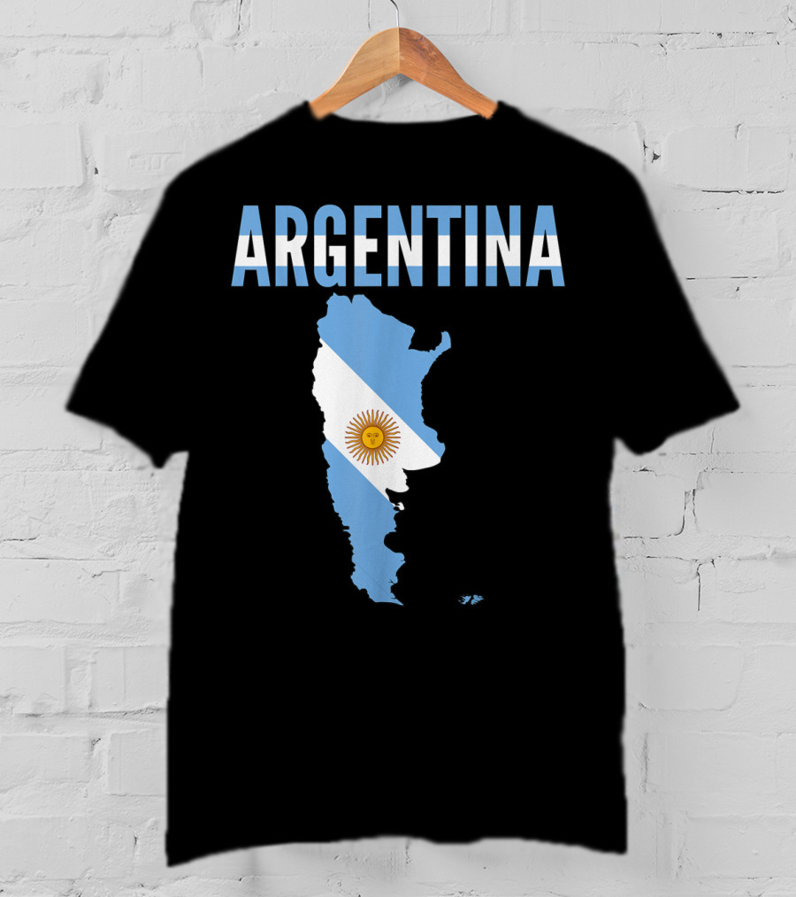 ARGENTINA Map Country Flag Sun Emblem T-Shirt
