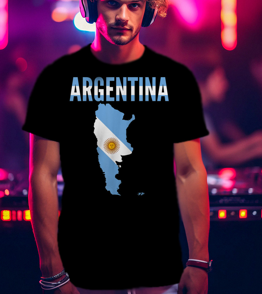 ARGENTINA Map Country Flag Sun Emblem T-Shirt