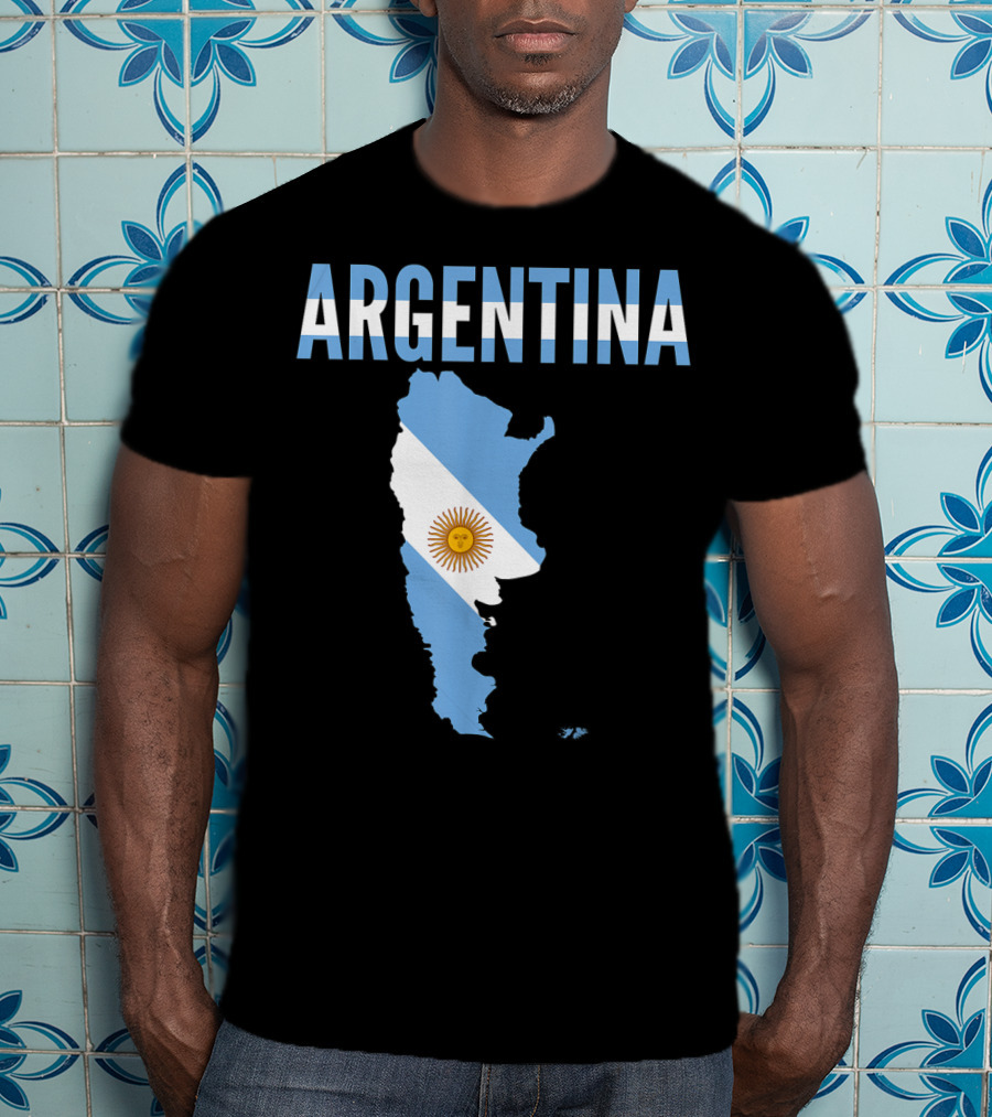 ARGENTINA Map Country Flag Sun Emblem T-Shirt