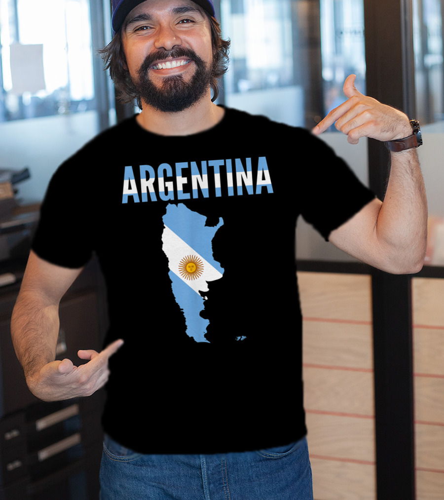 ARGENTINA Map Country Flag Sun Emblem T-Shirt