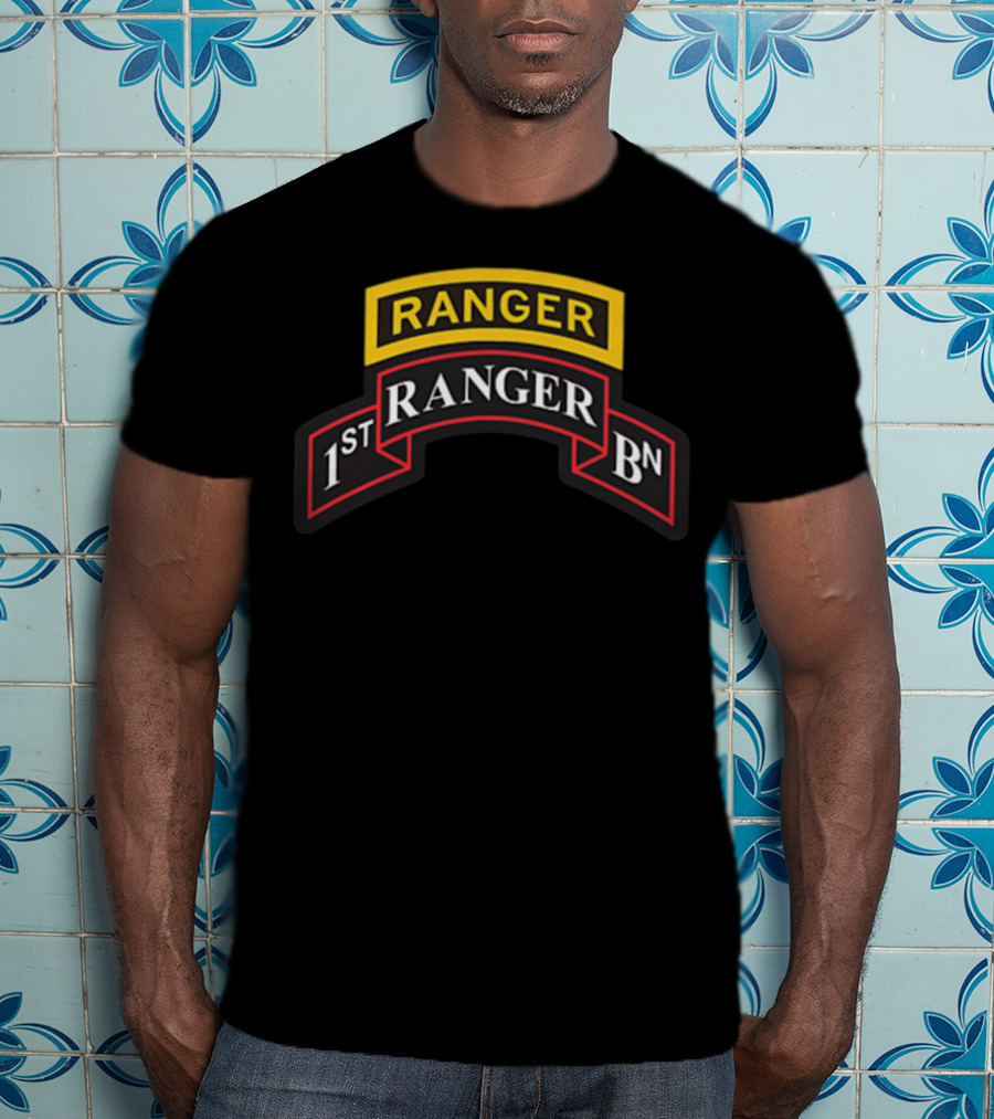 Ranger 1st Ranger Bn Scroll And Ranger Tab T-Shirt