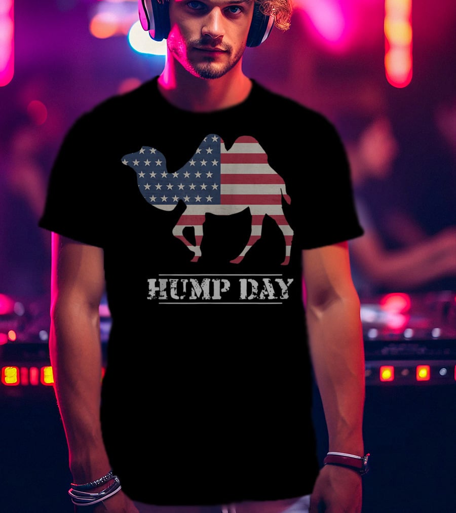 Hump Day American Flag Camel Funny T-Shirt