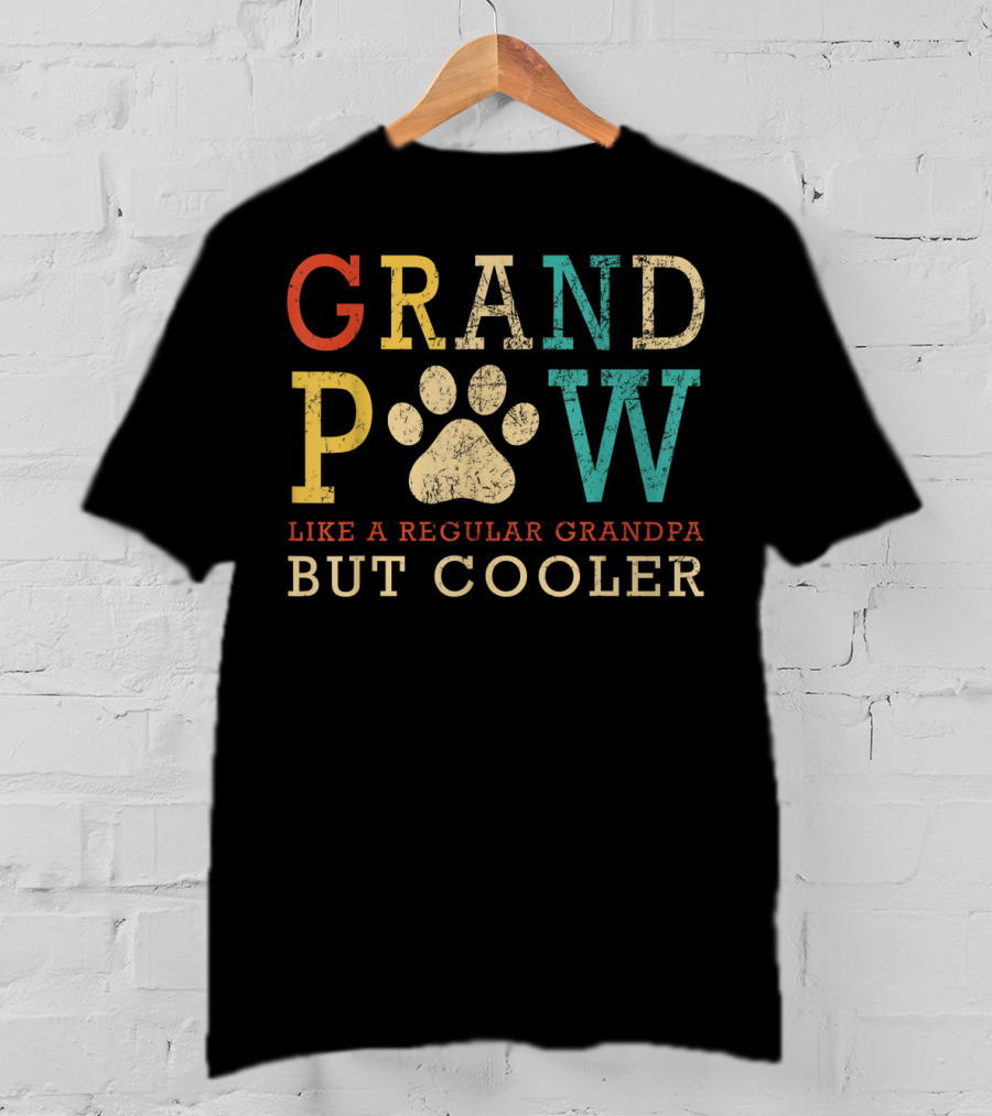Funny Grand Paw Like Regular Grandpa But Cooler Vintage Dogs T-Shirt
