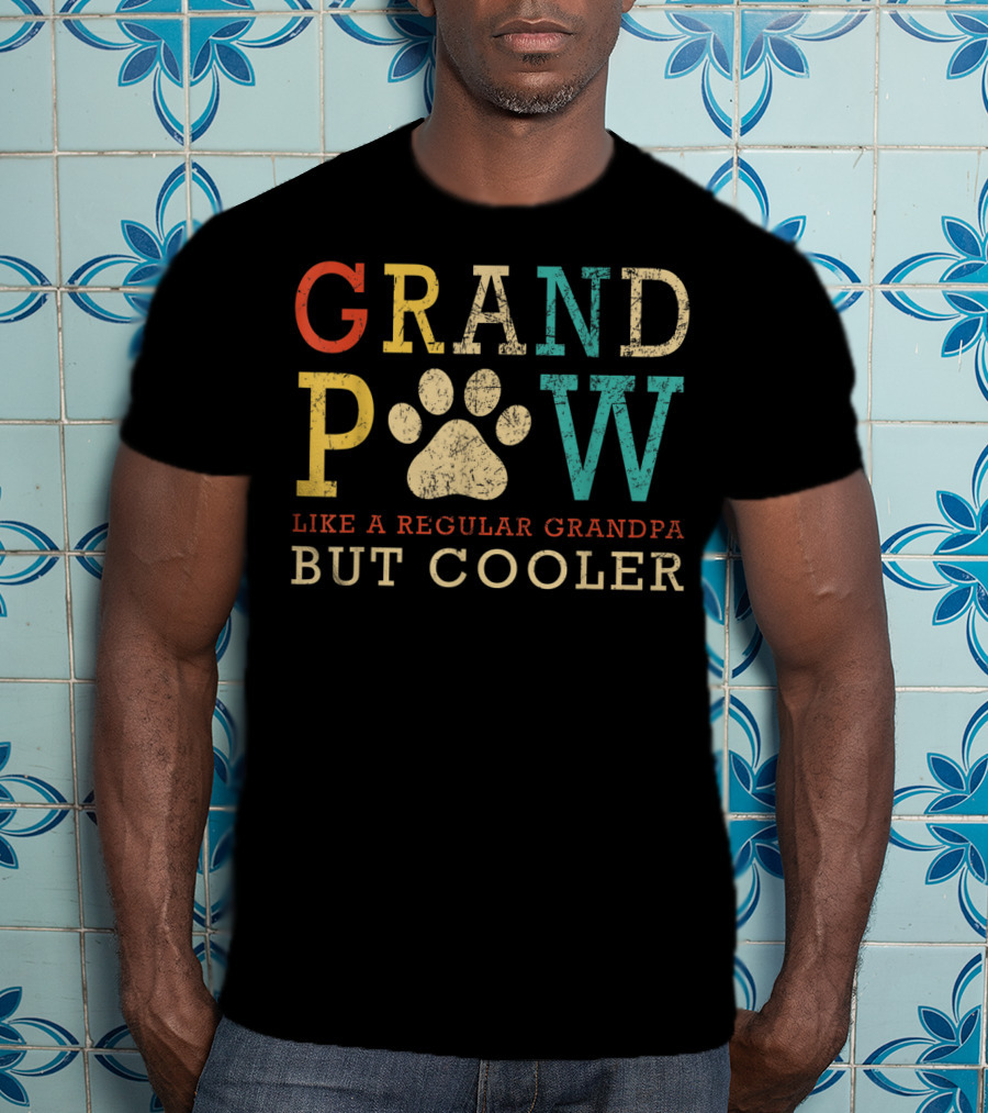 Funny Grand Paw Like Regular Grandpa But Cooler Vintage Dogs T-Shirt