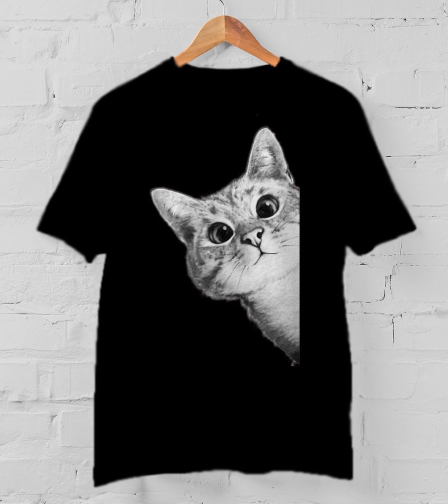 Funny Ninja Cat Meme Peekaboo T-Shirt