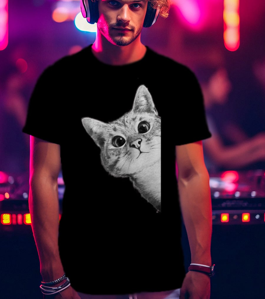 Funny Ninja Cat Meme Peekaboo T-Shirt