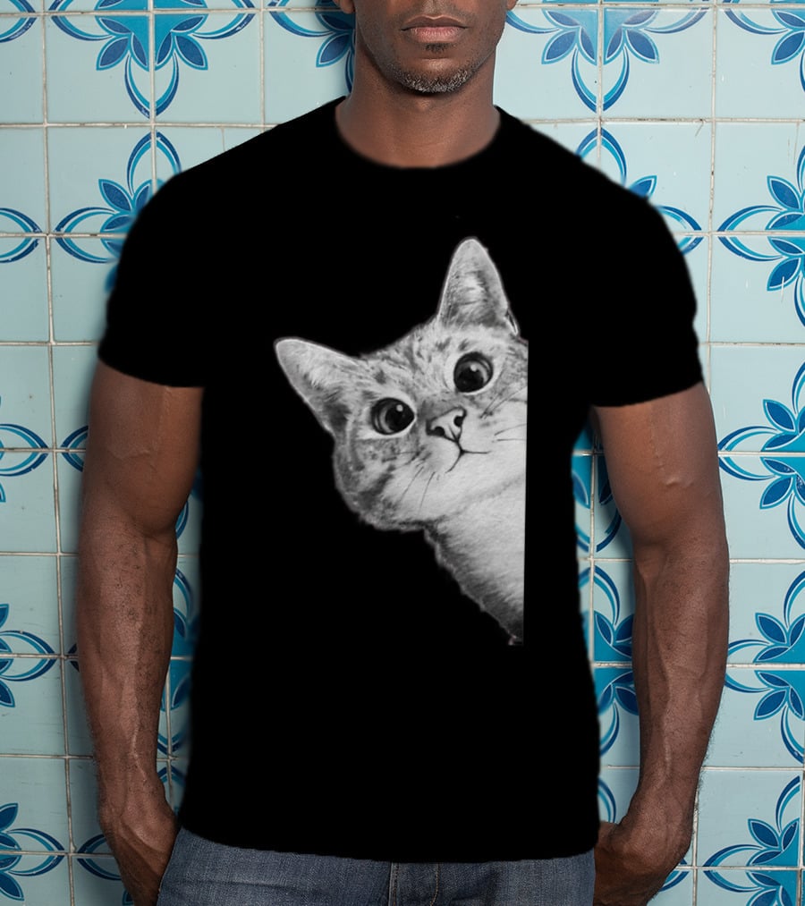 Funny Ninja Cat Meme Peekaboo T-Shirt