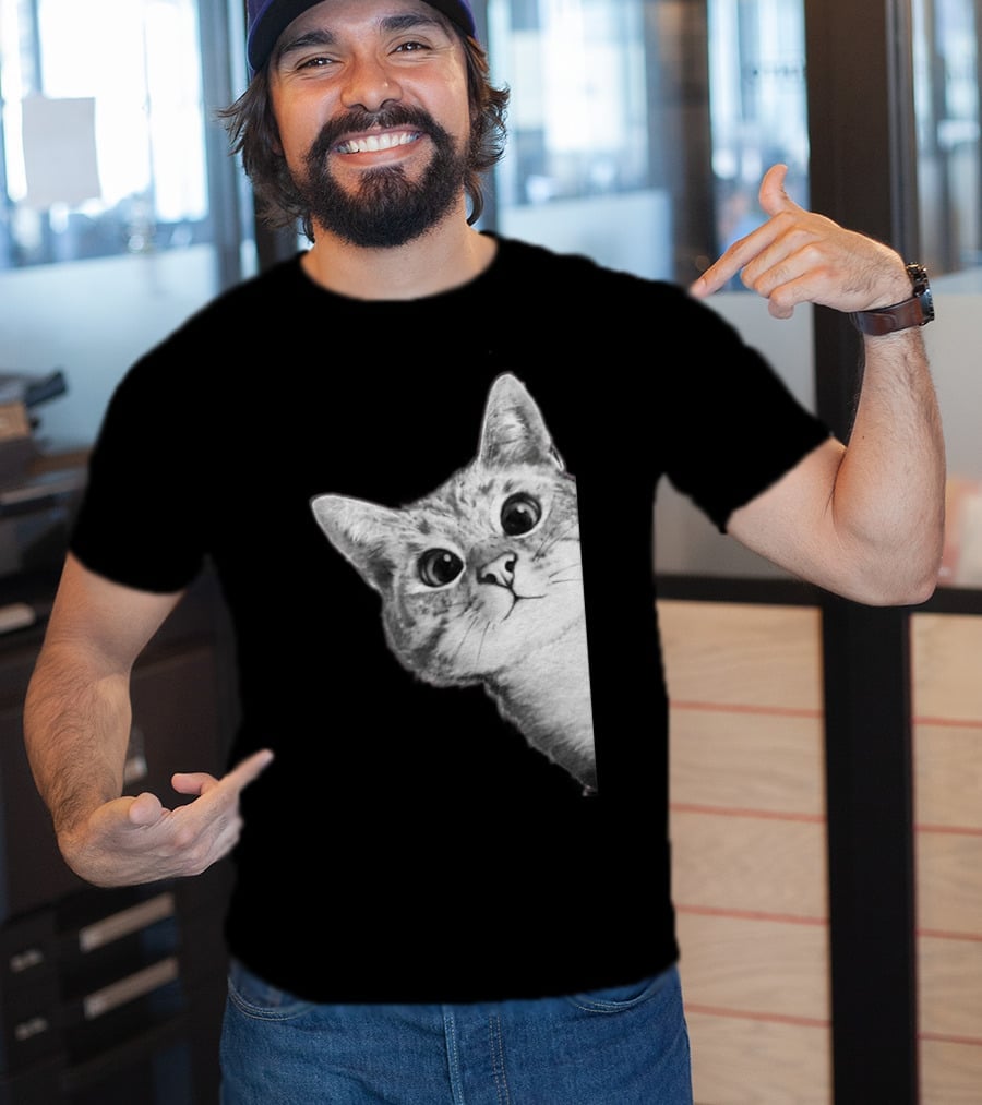 Funny Ninja Cat Meme Peekaboo T-Shirt