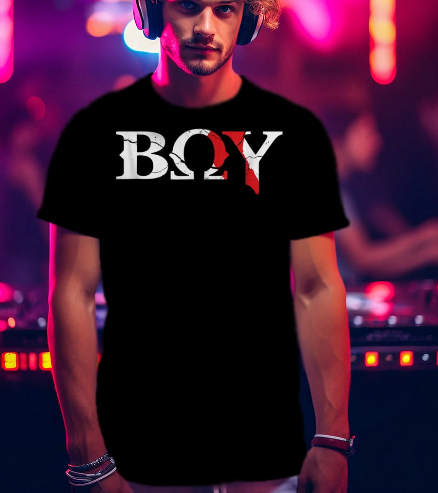 Boy Grunge Video Game God Title With Kratos Symbolic T-Shirt