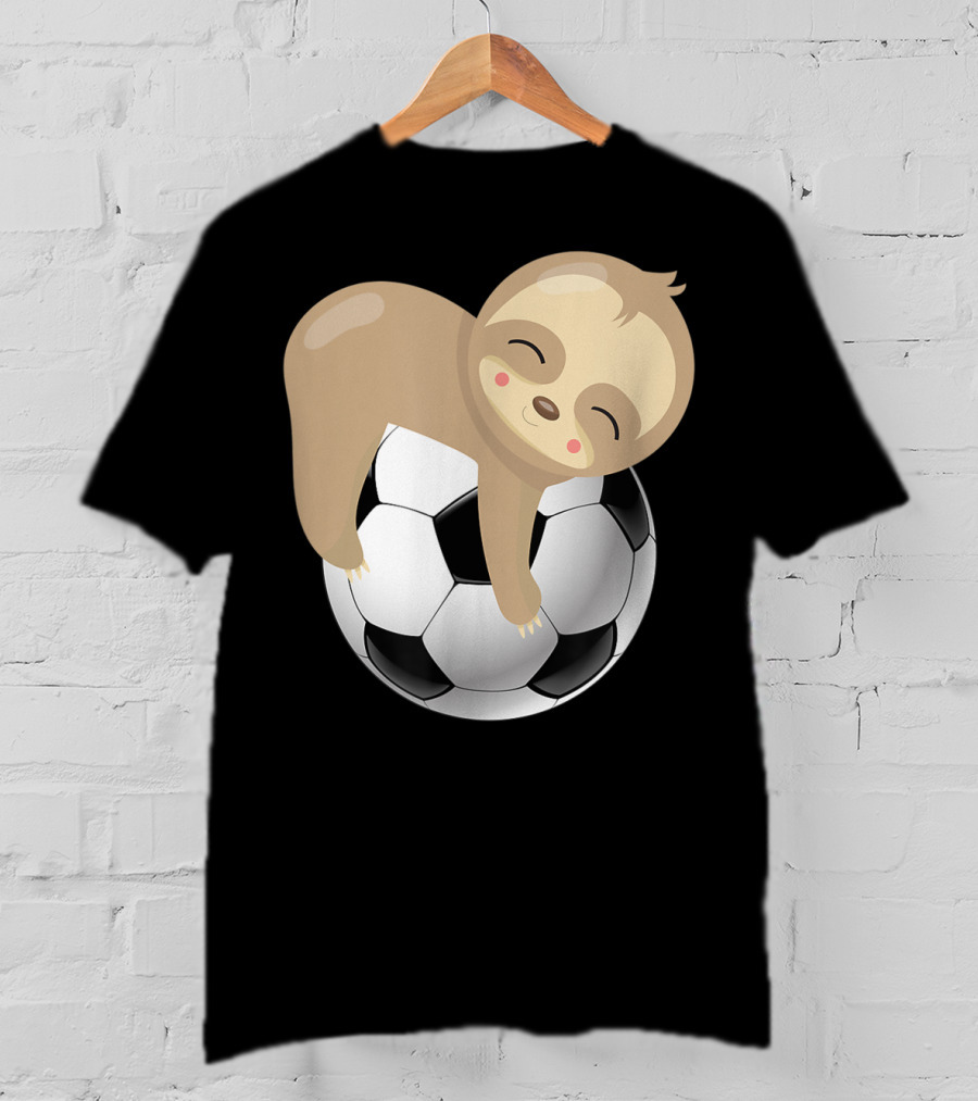Baby Sloth Hugging Soccer Ball T-Shirt