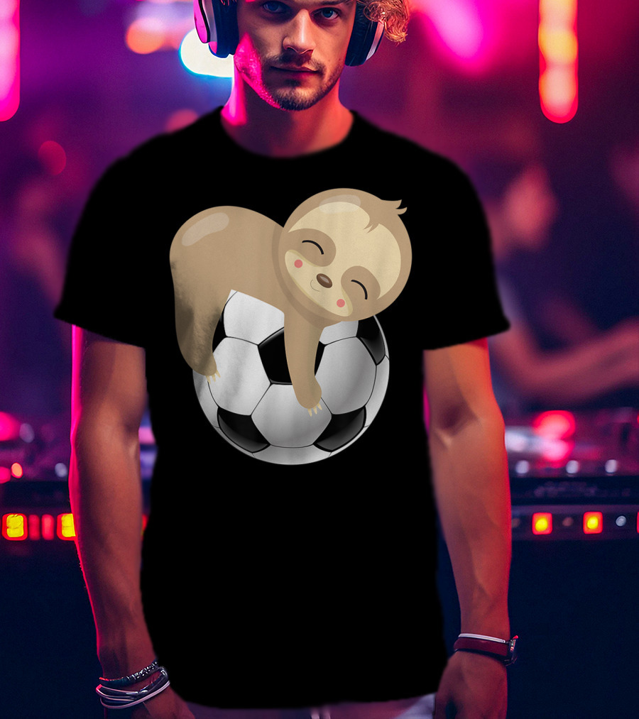 Baby Sloth Hugging Soccer Ball T-Shirt
