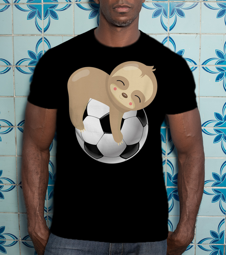 Baby Sloth Hugging Soccer Ball T-Shirt
