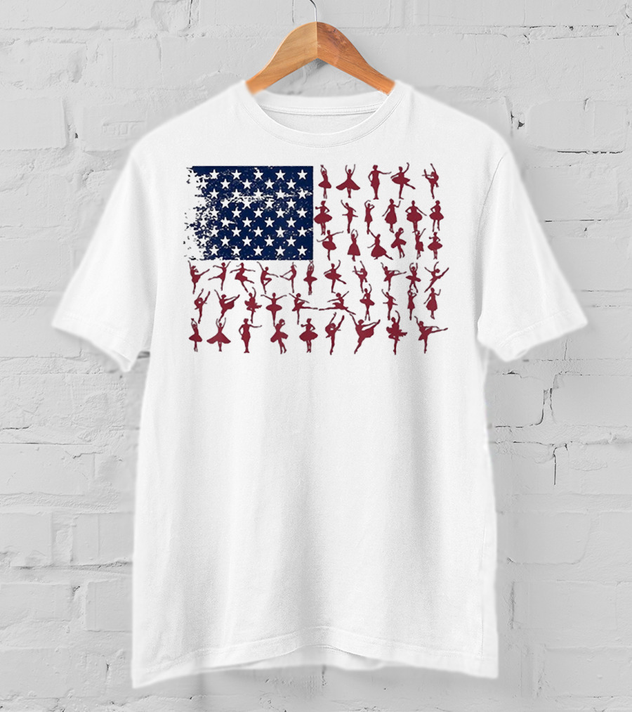Ballet Dancer Kids American Flag July T-Shirt
