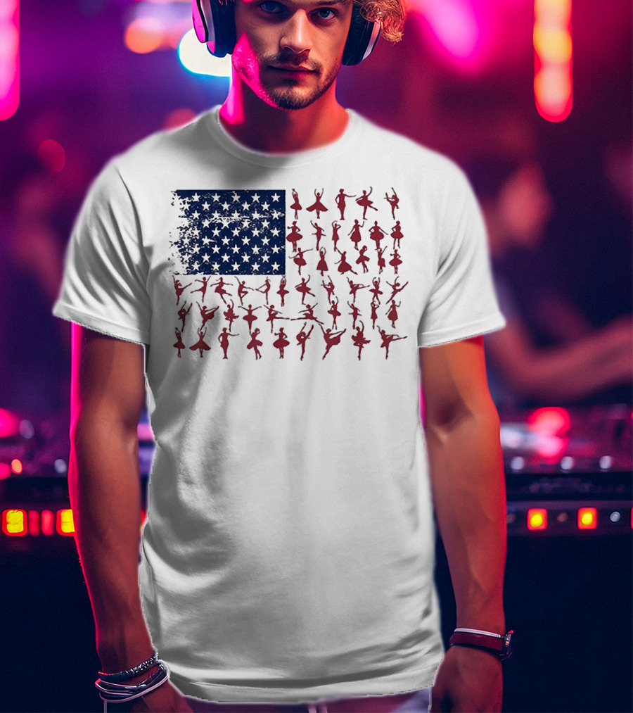 Ballet Dancer Kids American Flag July T-Shirt