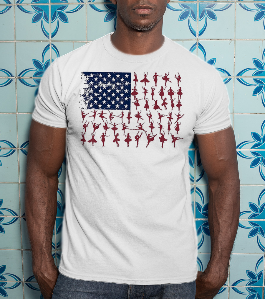 Ballet Dancer Kids American Flag July T-Shirt