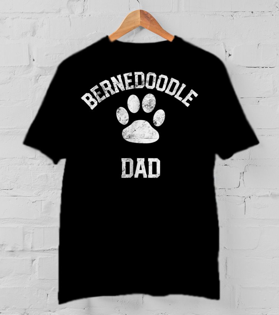 Bernedoodle Dad Distressed Vintage Look Paw Prints T-Shirt