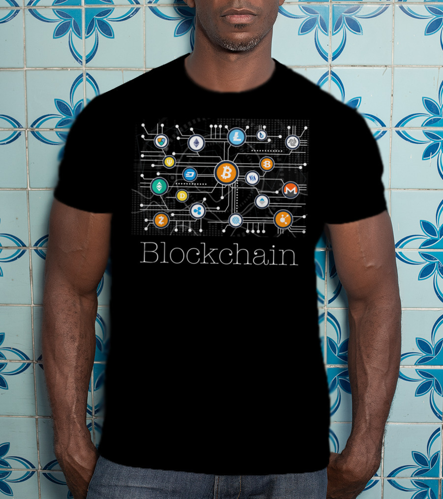 Blockchain Cryptocurrency Network Bitcoin BTC Crypto Icons T-Shirt