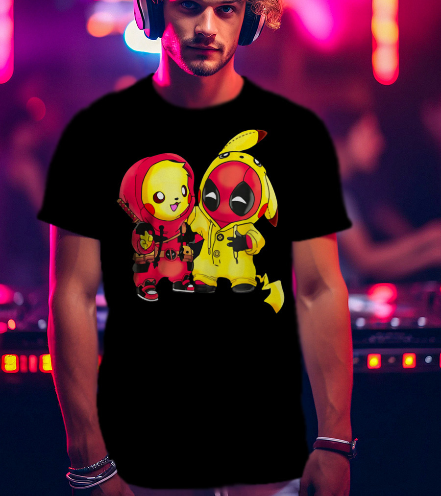 Cute Pikapool Pikachu Deadpool Mashup Hoodie Characters T-Shirt