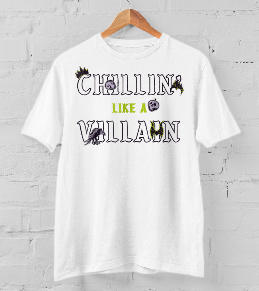Disney Chillin Like A Villain Crown Skull Bat Raven Snake T-Shirt