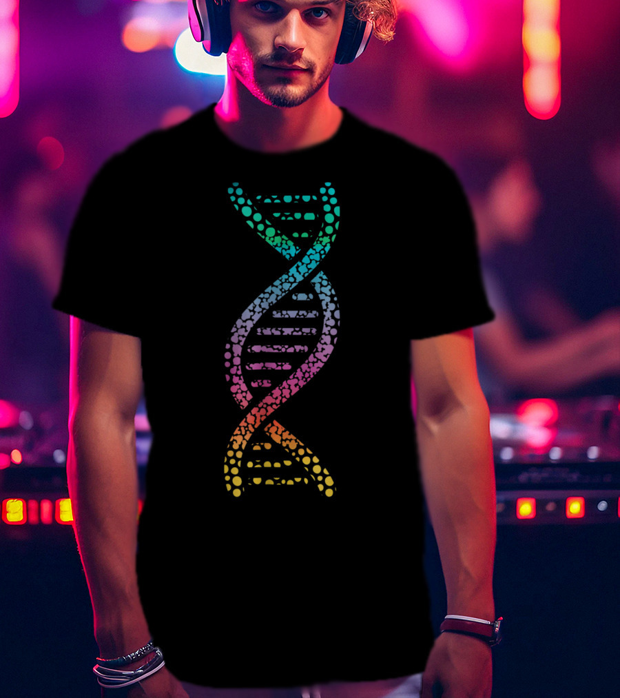 DNA Molecular World Genes Biology Lover Geek Rainbow Spiral T-Shirt