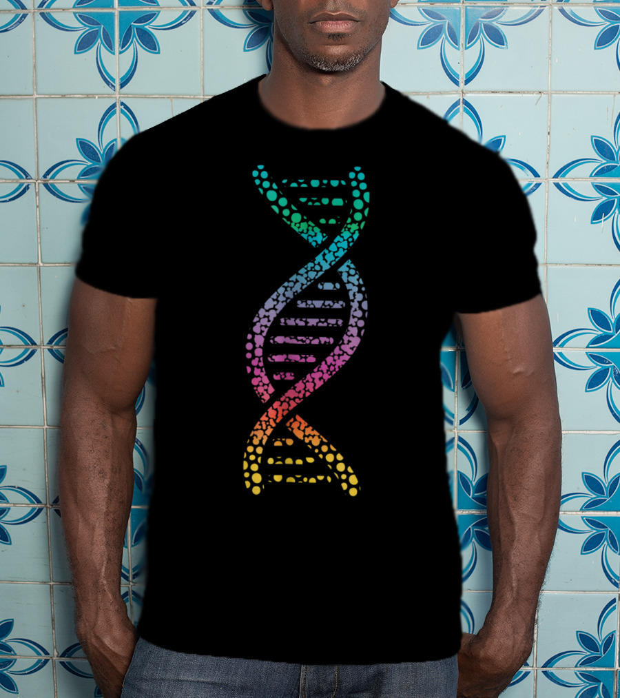 DNA Molecular World Genes Biology Lover Geek Rainbow Spiral T-Shirt