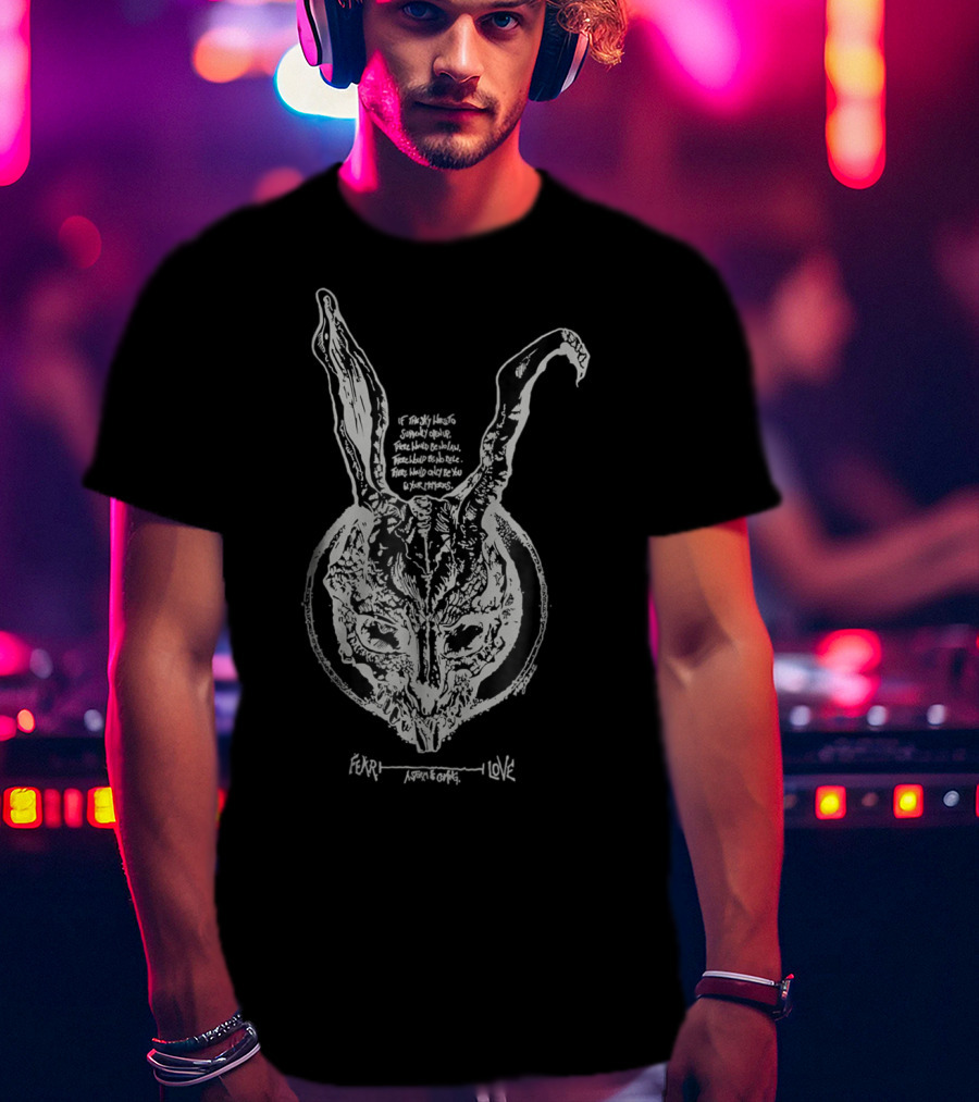 Fear And Love Donnie Darko Rabbit Drawing T-Shirt