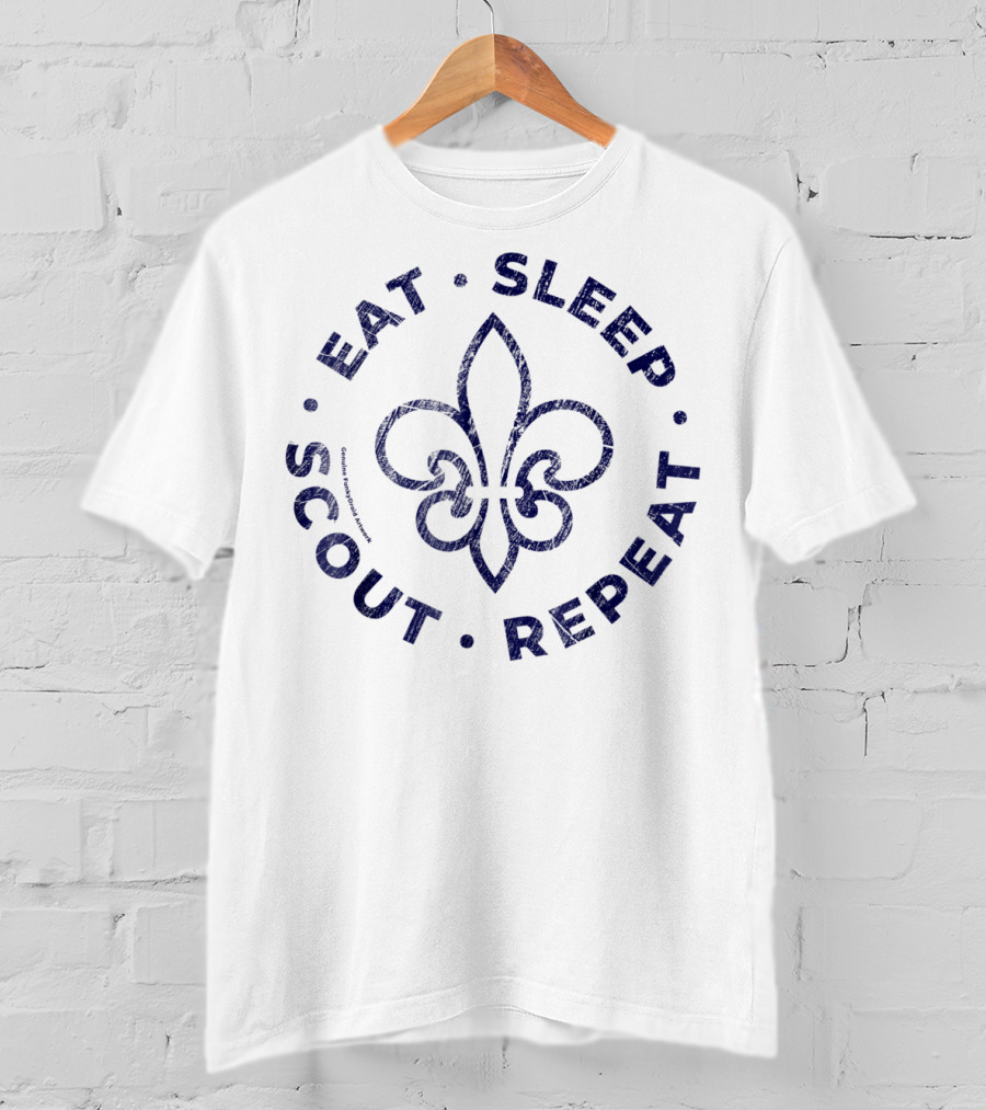 Eat Sleep Scout Repeat Fleur-de-Lis FunkyDroid Funny T-Shirt