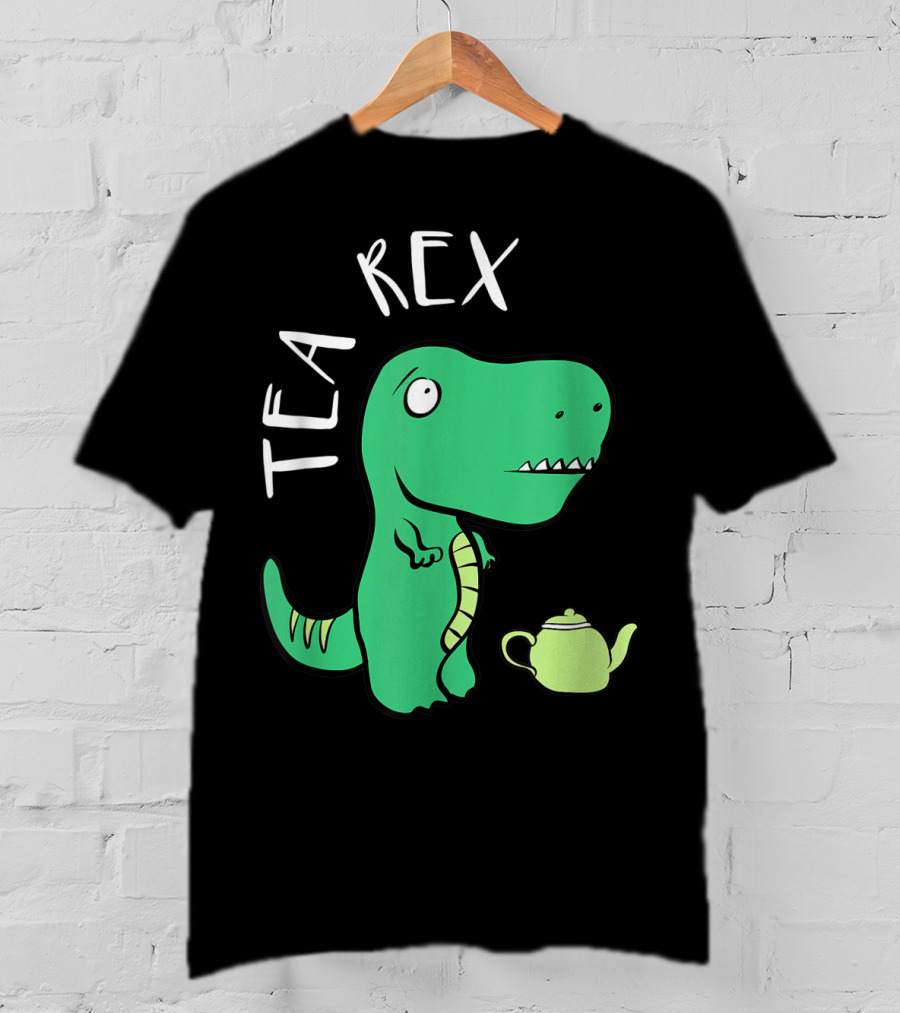 Tea Rex Dino With Green Teapot Cute Tea Time T-Shirt