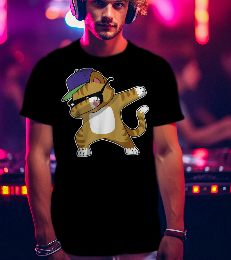 Dabbing Cat Funny Cat Dab Dance Cool Cap T-Shirt