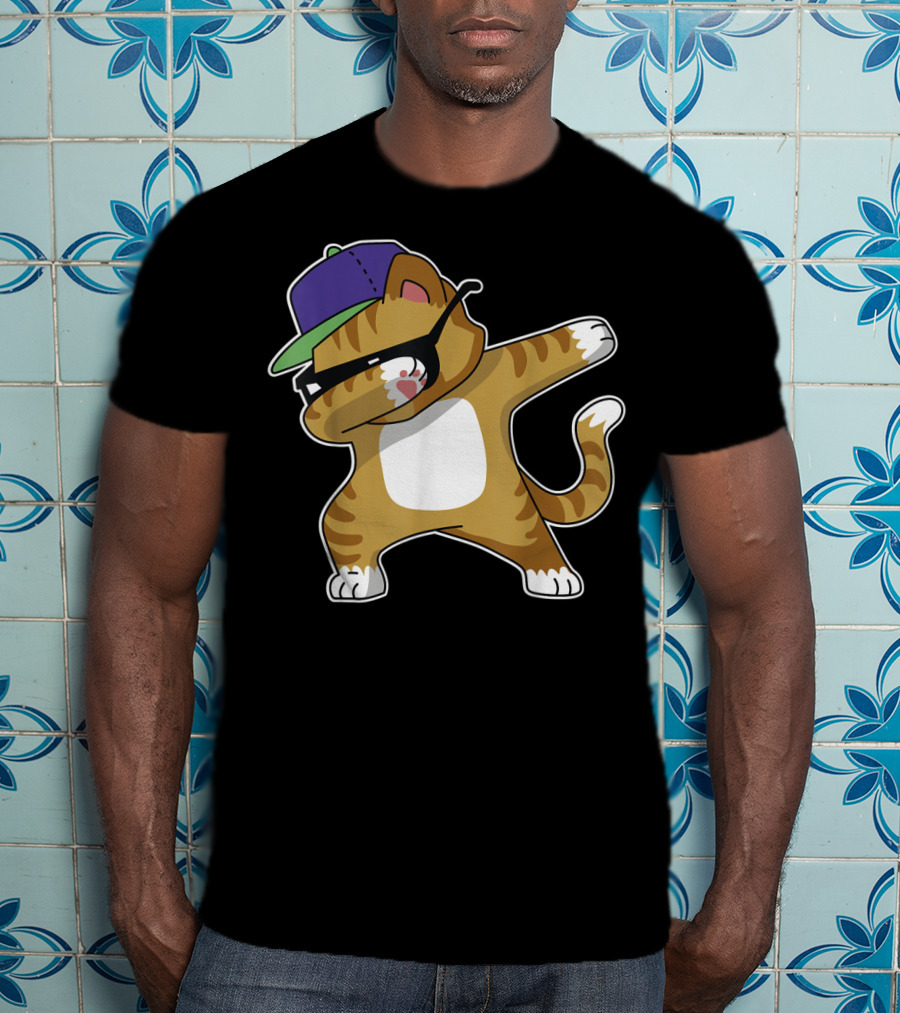 Dabbing Cat Funny Cat Dab Dance Cool Cap T-Shirt