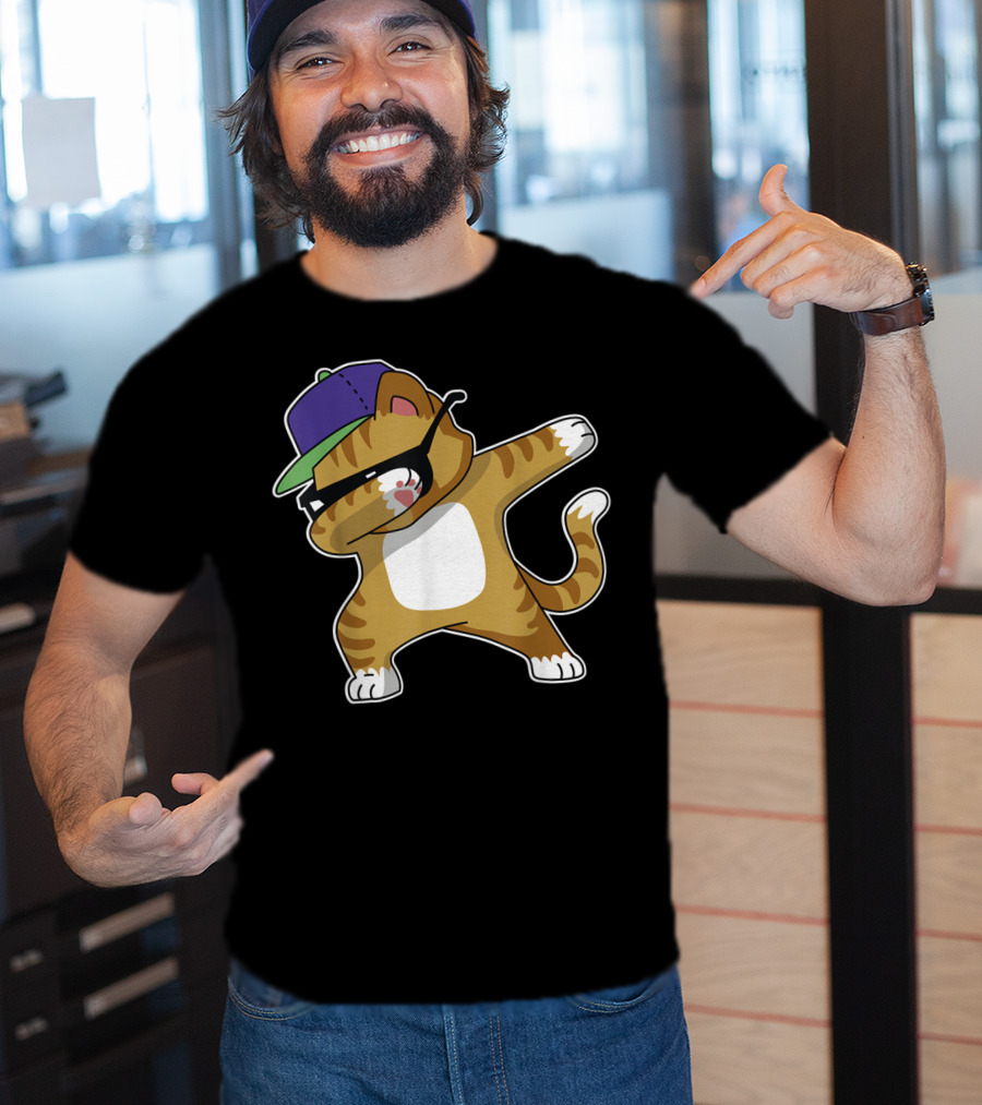 Dabbing Cat Funny Cat Dab Dance Cool Cap T-Shirt