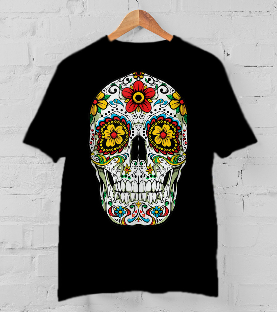 Day Of The Dead Colorful Floral Sugar Skull Cinco De Mayo T-Shirt