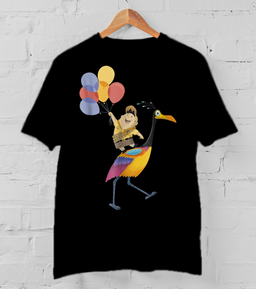 Russell Riding Kevin With Balloons Disney Pixar Up T-Shirt