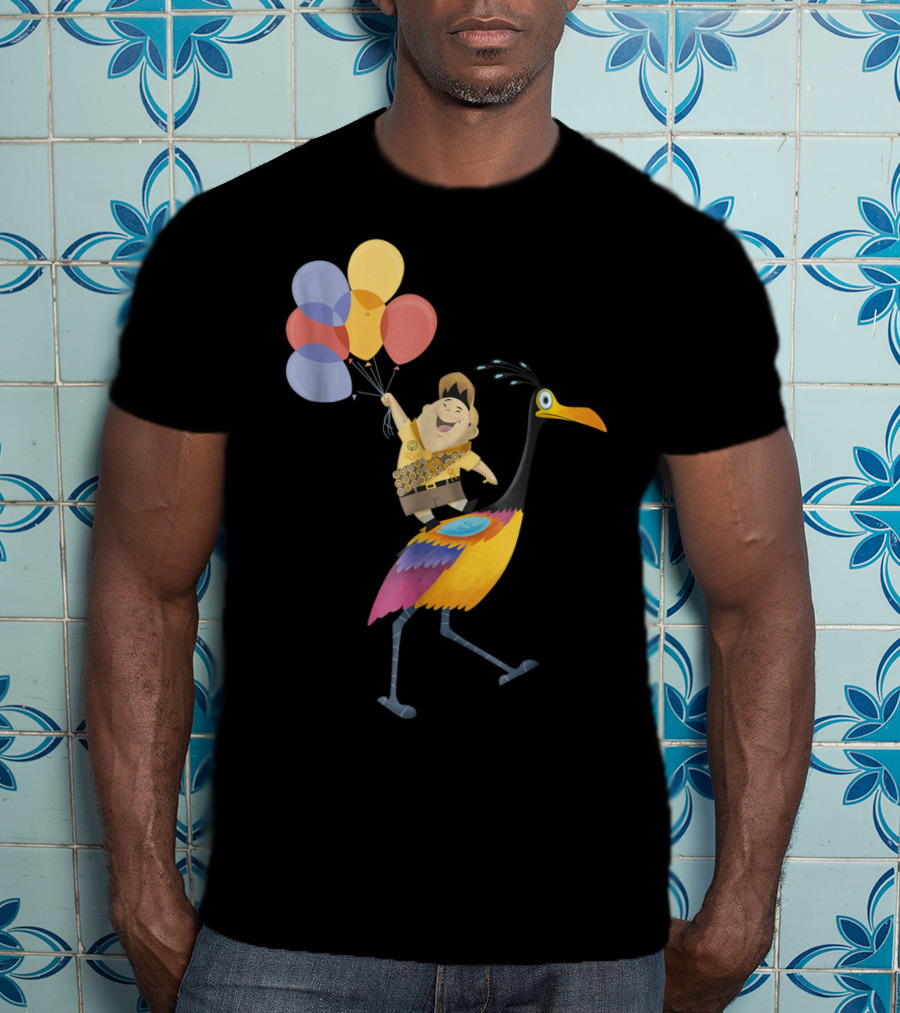 Russell Riding Kevin With Balloons Disney Pixar Up T-Shirt