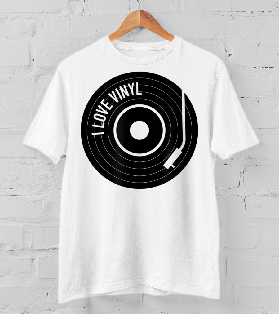 I Love Vinyl Record Player Vintage Music Enthusiast T-Shirt