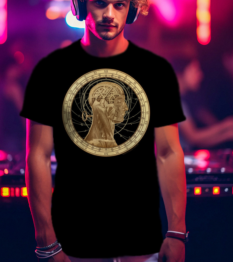 Cognition Steampunk Roman Numerals Clockwork Head T-Shirt